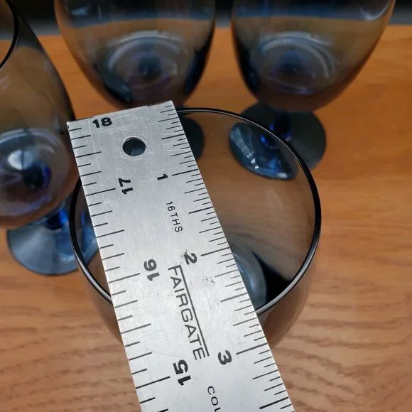 Gorham Accent II Blue Iced Tea Goblets Set of 4 Stemmed Glasses 6.25” Vintage